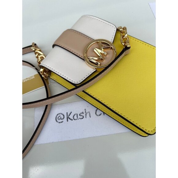 Michael Kors crossbody bag carmen small phone color block leather sunshine multi - Picture 3 of 9